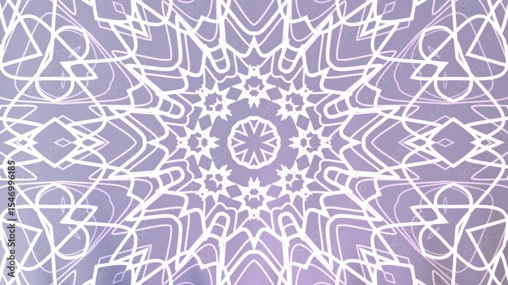 White line pattern over purple background forms abstract kaleidoscopelike design