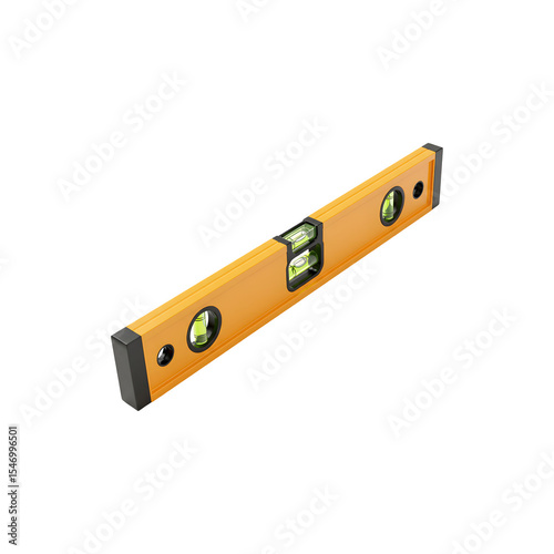 Yellow spirit level measuring tool with dual vials for precise alignment