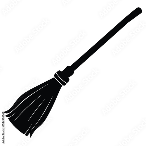 Broom and shovel cleaning tools isolated on white background
