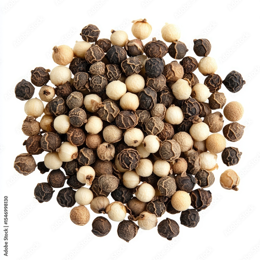 Obraz premium Macro Image of White and Black Peppercorns Spice
