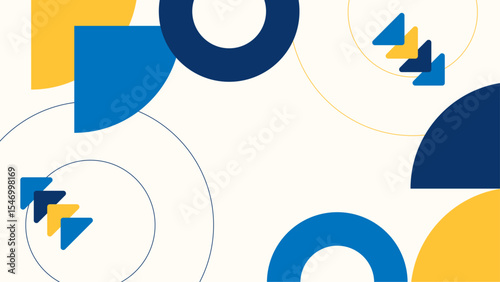 Abstract blue yellow shapes and circles suitable for digital backgrounds, contemporary designs, social media graphics, and artistic projects.