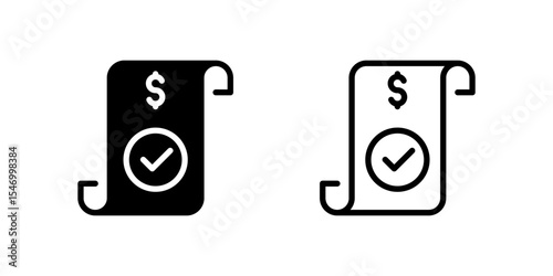Clear paid invoice document icon for billing, payment confirmation, and financial records. Useful for business, accounting, and digital transactions.