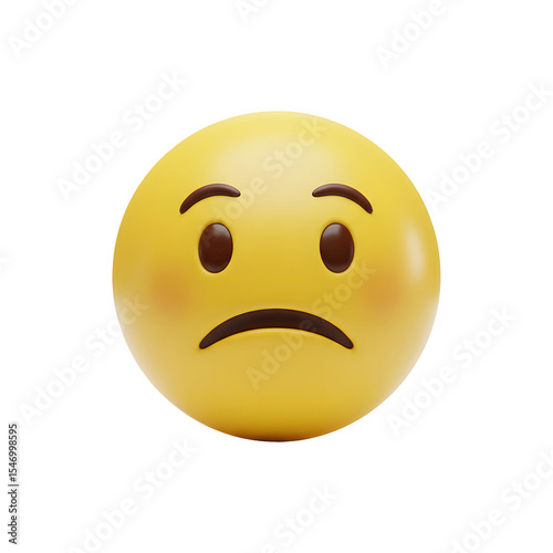 Yellow emoji with sad face expression used for emotions or chat