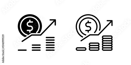 Professional profit and earnings icons featuring upward trends and growth symbols for business and financial applications
