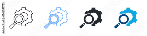 Seo Icon Set Multiple Style. Designed In Outline, Blue, Glyph, Dual Tone