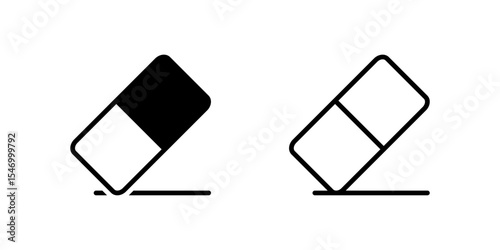 Clean eraser icon set ideal for correction and stationery themes