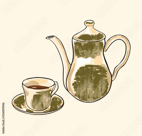 Tea Time Teacup Illustration