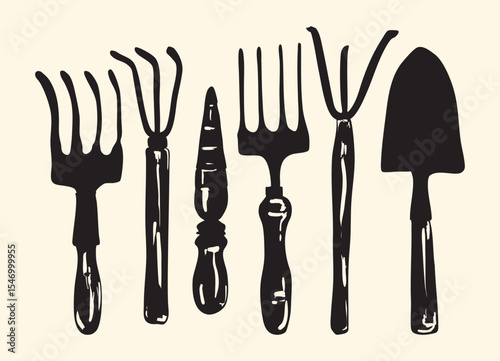 Vintage Garden Tools Set Illustration