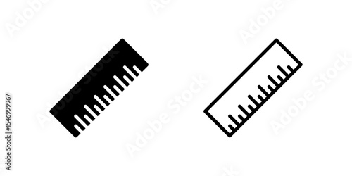 Straight ruler icon set perfect for geometry and design context