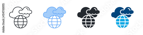 Internet Icon Set Multiple Style. Designed In Outline, Blue, Glyph, Dual Tone