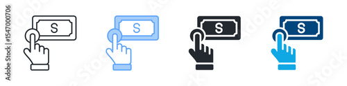 Click Icon Set Multiple Style. Designed In Outline, Blue, Glyph, Dual Tone