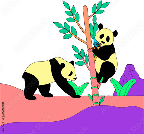 panda and bamboo