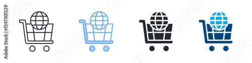 Ecommerce Icon Set Multiple Style. Designed In Outline, Blue, Glyph, Dual Tone