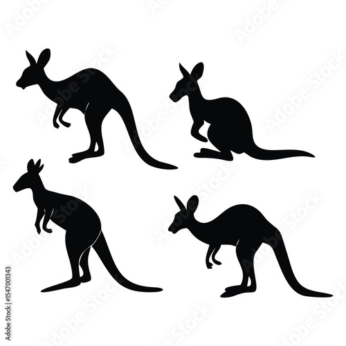 Kangaroo animal silhouettes set Vector Design.