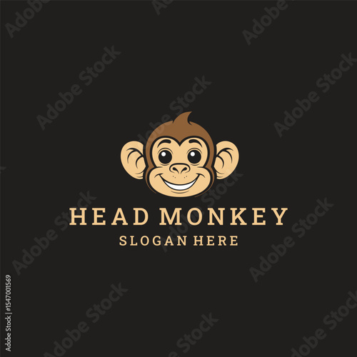 Head monkey logo vector icon illustration style