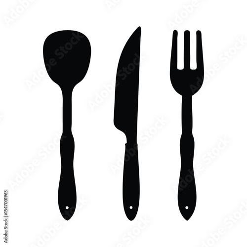 Kitchen utensils vector silhouette Vector Design.