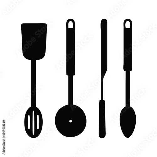 Kitchen utensils vector silhouette Vector Design.