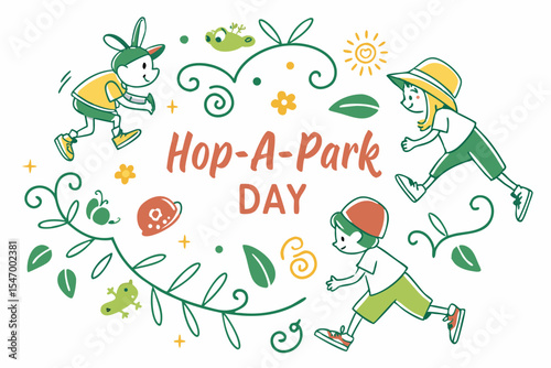 NATIONAL HOP A PARK DAY vector illustration
