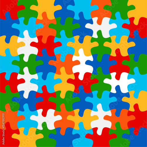 Background with jigsaw puzzle 64 colorful pieces image vector.	