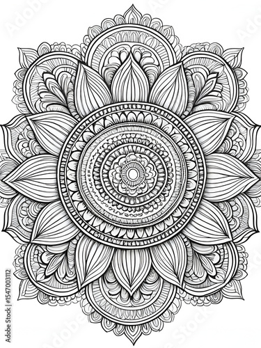 Intricate Mandala Doodle for Adult Coloring