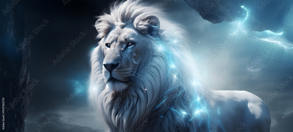 Galaxy Version of white lion world,ai generative Galaxy Version of white lion world,ai generative