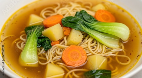 Noodle Soup with Bok Choy, Carrot, and Potato