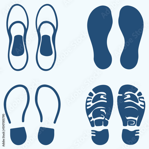 Shoes prints icon vector set. Footprints illustration sign collection. Human shoeprint vector silhouette.