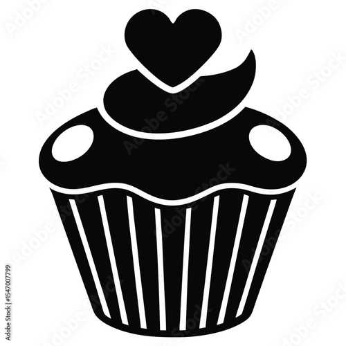 White background vector illustration of a sweet pink cupcake with cherry icing, perfect for a birthday celebration or party design
