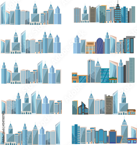 Modern City buildings groups set collection vector design