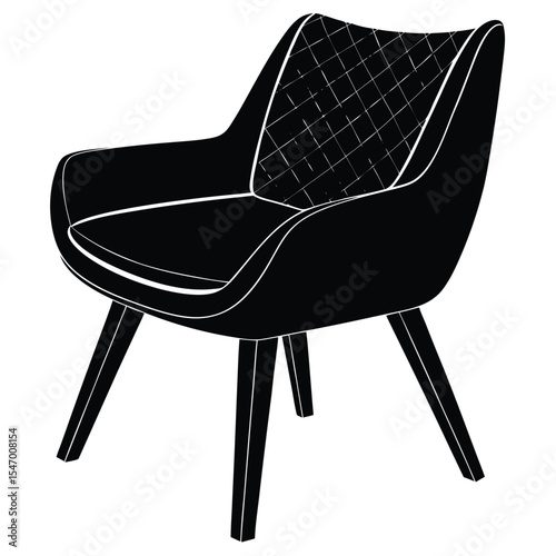 A comfortable black leather office chair, a stylish and empty piece of furniture for interior design