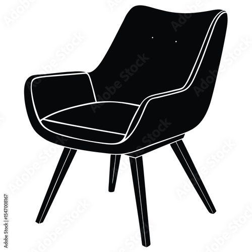A comfortable black leather office chair, a stylish and empty piece of furniture for interior design