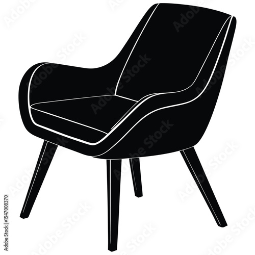 A comfortable black leather office chair, a stylish and empty piece of furniture for interior design