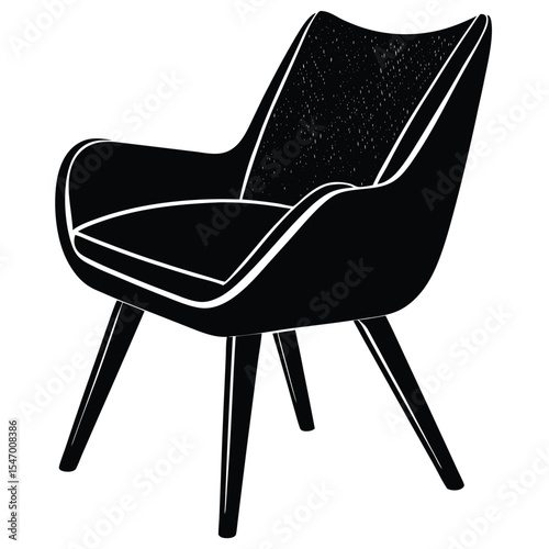 A comfortable black leather office chair, a stylish and empty piece of furniture for interior design