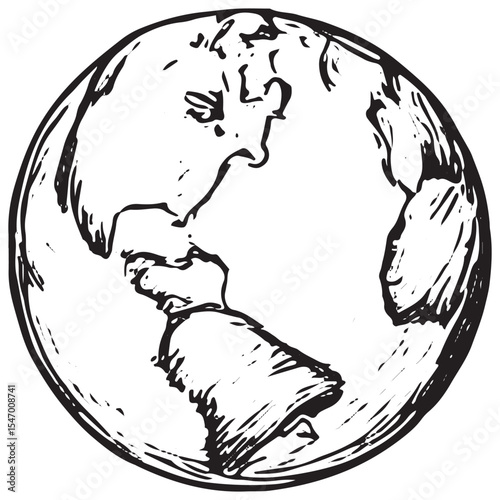 Detailed black and white globe sketch, perfect for travel agencies, world exploration, or global adventure themes
