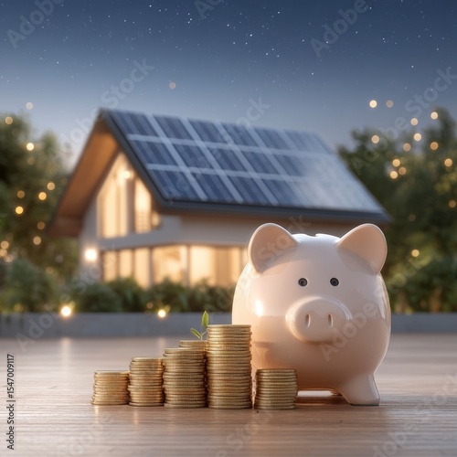 Eco Friendly Savings  Piggy Bank  Solar House    Growing Money