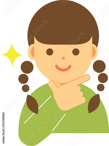 得意げな笑顔の女性のイラスト