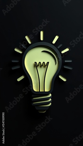 3d illustration of a glowing lightbulb on a black background