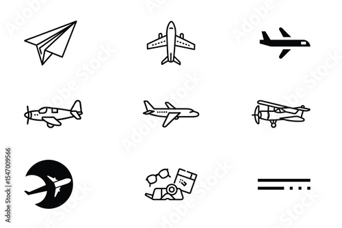 Cute cartoon airplanes in various poses, perfect for kids designs 