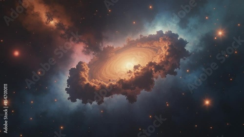 Whirling Galaxy Formation in Outer Space Cosmic Scene