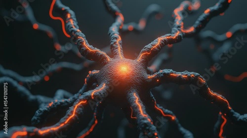 Glowing Neuron Network Abstract Science Concept Visualization
