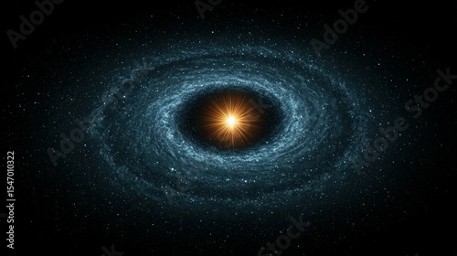 A spiral galaxy with a central star.