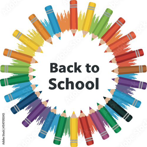 Colorful pencils circle back to school education concept illustration design vector 