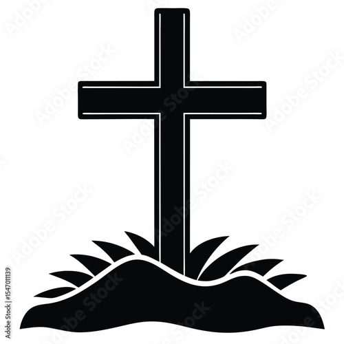 Golden Christian cross icon, a spiritual symbol of faith, resurrection, and prayer, shining with holy light against the sky