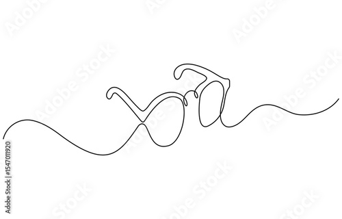 Glasses icon line continuous drawing vector. One line eyeglasses icon vector background. Eyeglasses icon. Continuous outline of a Glasses.