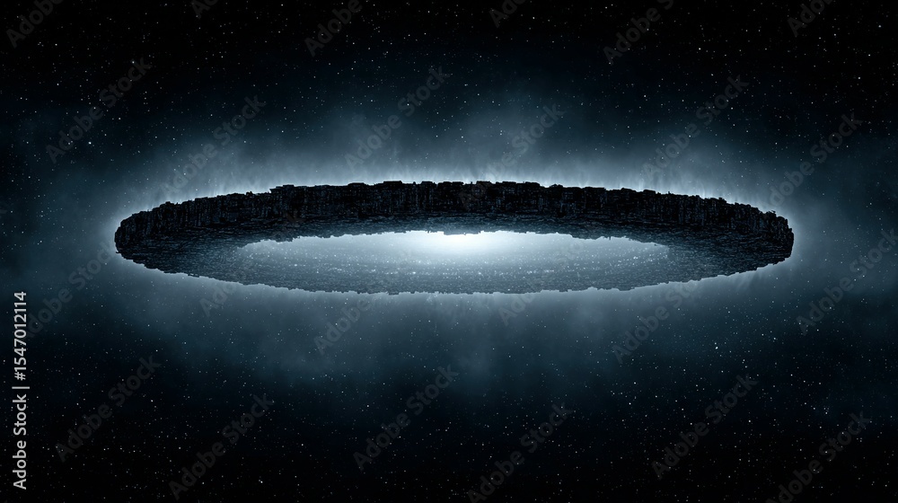 Obraz premium A large, dark, ring-shaped object in outer space.