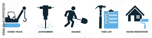 Set construction icon vector illustrating building a scene or stage. Ideal for film, theater, events, exhibition design, and creative production themes.	