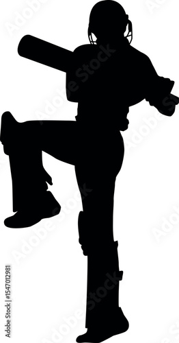Silhouette Cricket Player batting Position