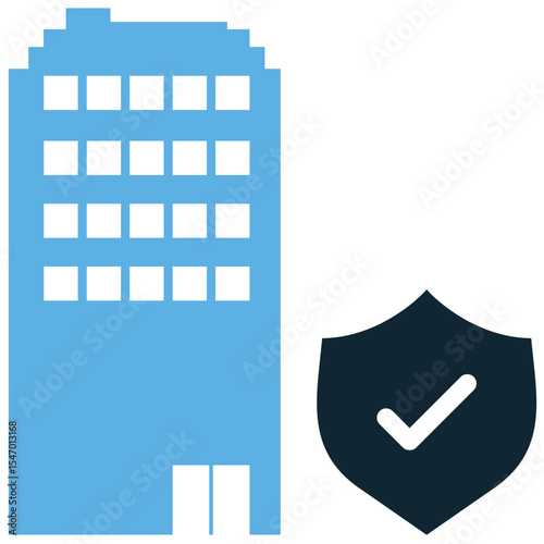 Building insurance icon vector, representing property protection and risk management. Ideal for themes of home safety, commercial property, investment security, and financial coverage.