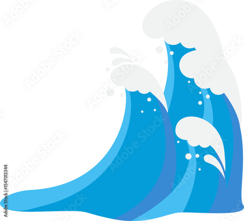 푸른바다 거친 파도 출렁이는 물결 그래픽 일러스트 Vector sea waves.Illustration of blue ocean waves.