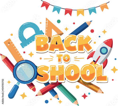 Back to School Education Supplies and Stationery Vector Illustration Design 